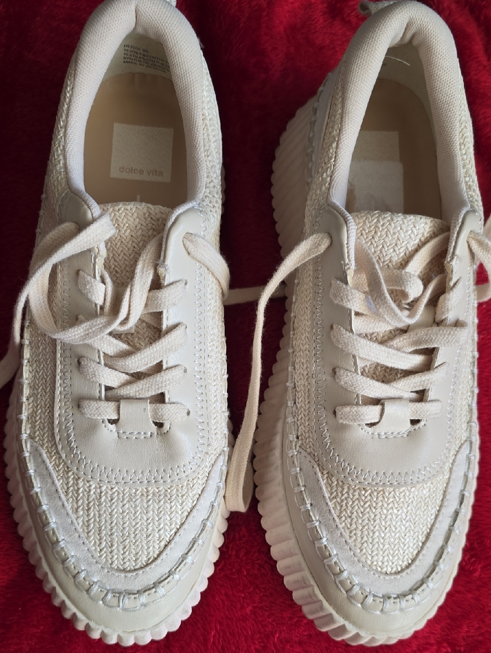 Dolce Vita Cream Woven Platform Sneakers